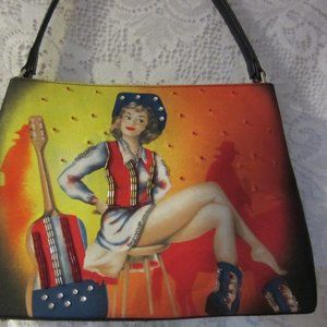 Country girl with guitar purse beaded